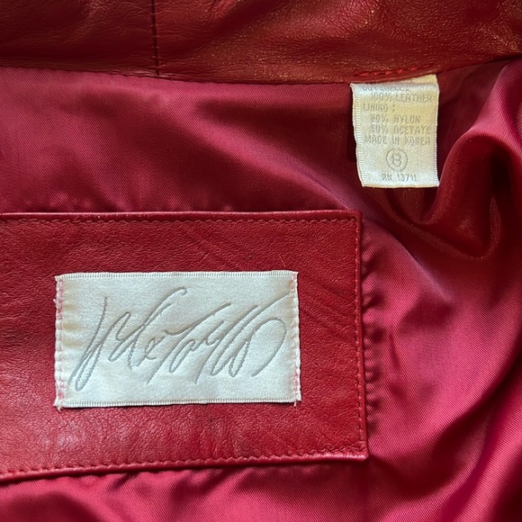 LORD & TAYLOR Vintage Size 8 Red Leather Open Coat - Picture 9 of 14